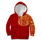 Personalized Gold Coast Suns Polynesian Kid Hoodie Tribal Chest and Sleeve Tattoo Heritage Warrior