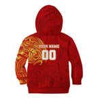 Personalized Gold Coast Suns Polynesian Kid Hoodie Tribal Chest and Sleeve Tattoo Heritage Warrior