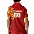 Personalized Gold Coast Suns Polynesian Kid Polo Shirt Tribal Chest and Sleeve Tattoo Heritage Warrior
