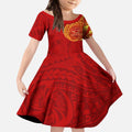 Personalized Gold Coast Suns Polynesian Kid Short Sleeve Dress Tribal Chest and Sleeve Tattoo Heritage Warrior
