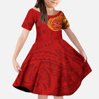 Personalized Gold Coast Suns Polynesian Kid Short Sleeve Dress Tribal Chest and Sleeve Tattoo Heritage Warrior