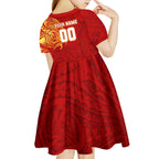 Personalized Gold Coast Suns Polynesian Kid Short Sleeve Dress Tribal Chest and Sleeve Tattoo Heritage Warrior