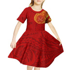 Personalized Gold Coast Suns Polynesian Kid Short Sleeve Dress Tribal Chest and Sleeve Tattoo Heritage Warrior