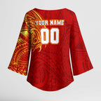 Personalized Gold Coast Suns Polynesian Kimono Sleeve Blouse Tribal Chest and Sleeve Tattoo Heritage Warrior