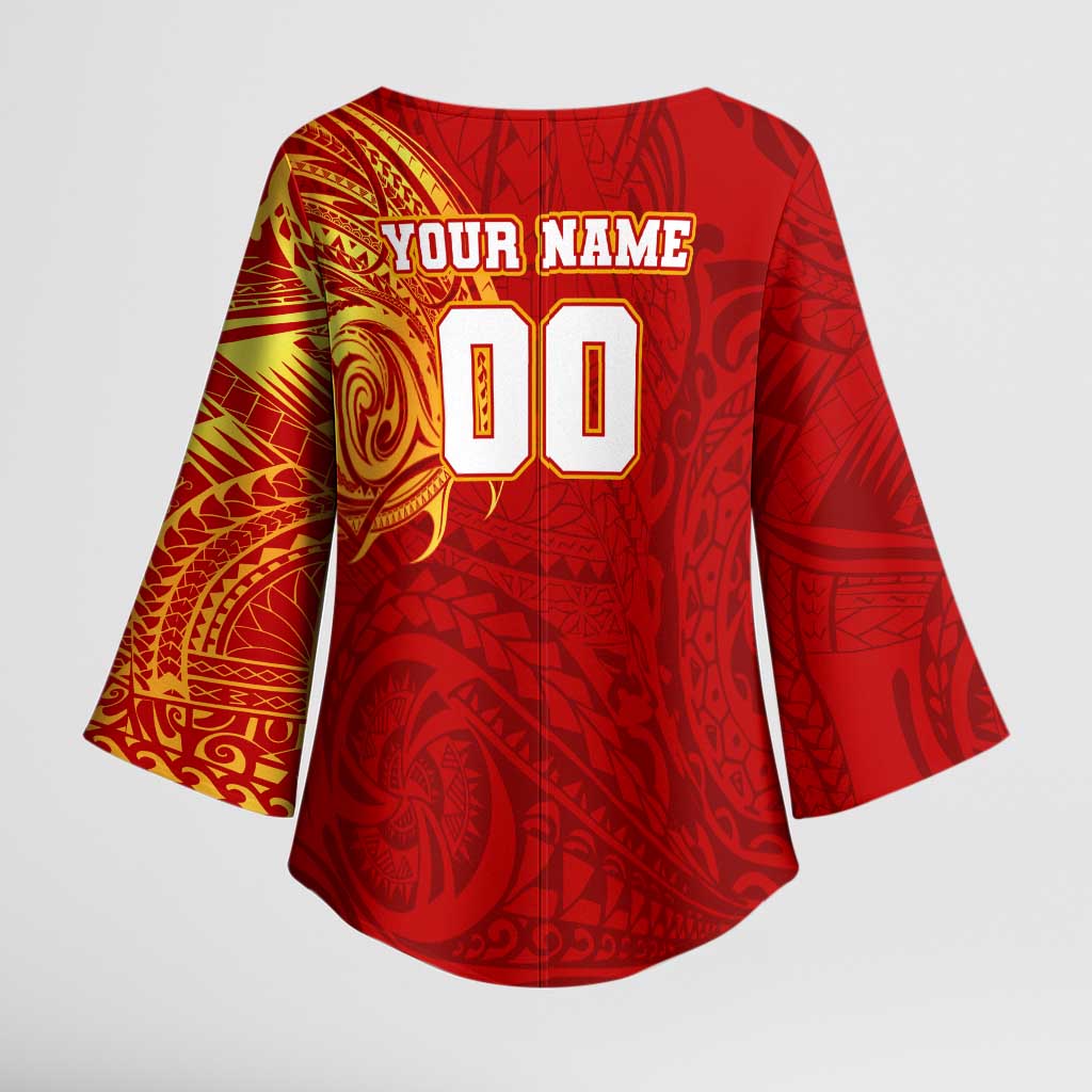 Personalized Gold Coast Suns Polynesian Kimono Sleeve Blouse Tribal Chest and Sleeve Tattoo Heritage Warrior