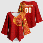 Personalized Gold Coast Suns Polynesian Kimono Sleeve Blouse Tribal Chest and Sleeve Tattoo Heritage Warrior