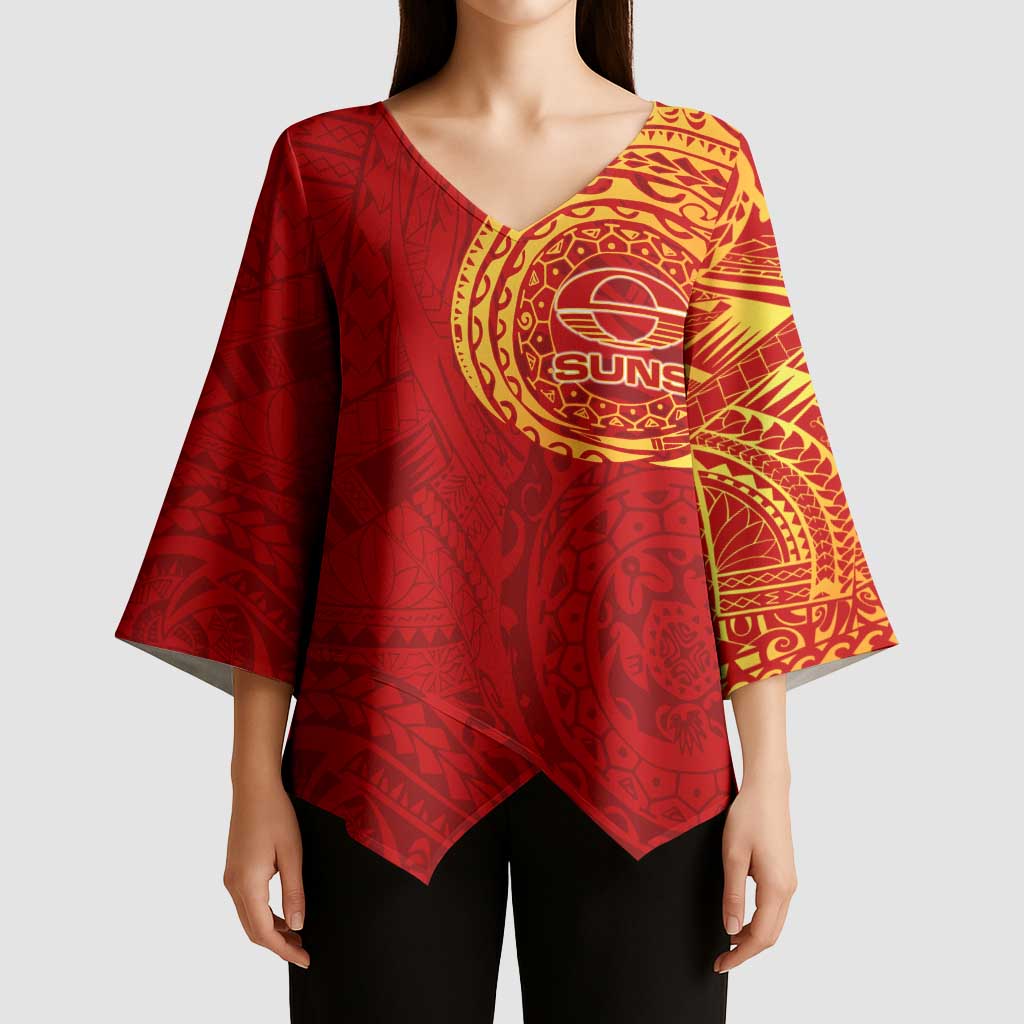 Personalized Gold Coast Suns Polynesian Kimono Sleeve Blouse Tribal Chest and Sleeve Tattoo Heritage Warrior