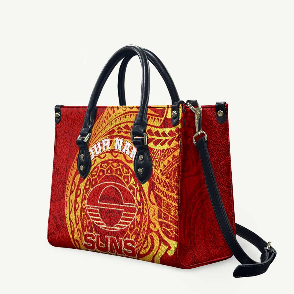 Personalized Gold Coast Suns Polynesian Leather Bag Tribal Chest and Sleeve Tattoo Heritage Warrior