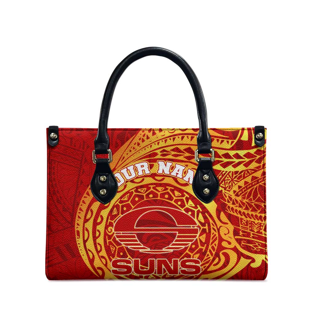Personalized Gold Coast Suns Polynesian Leather Bag Tribal Chest and Sleeve Tattoo Heritage Warrior