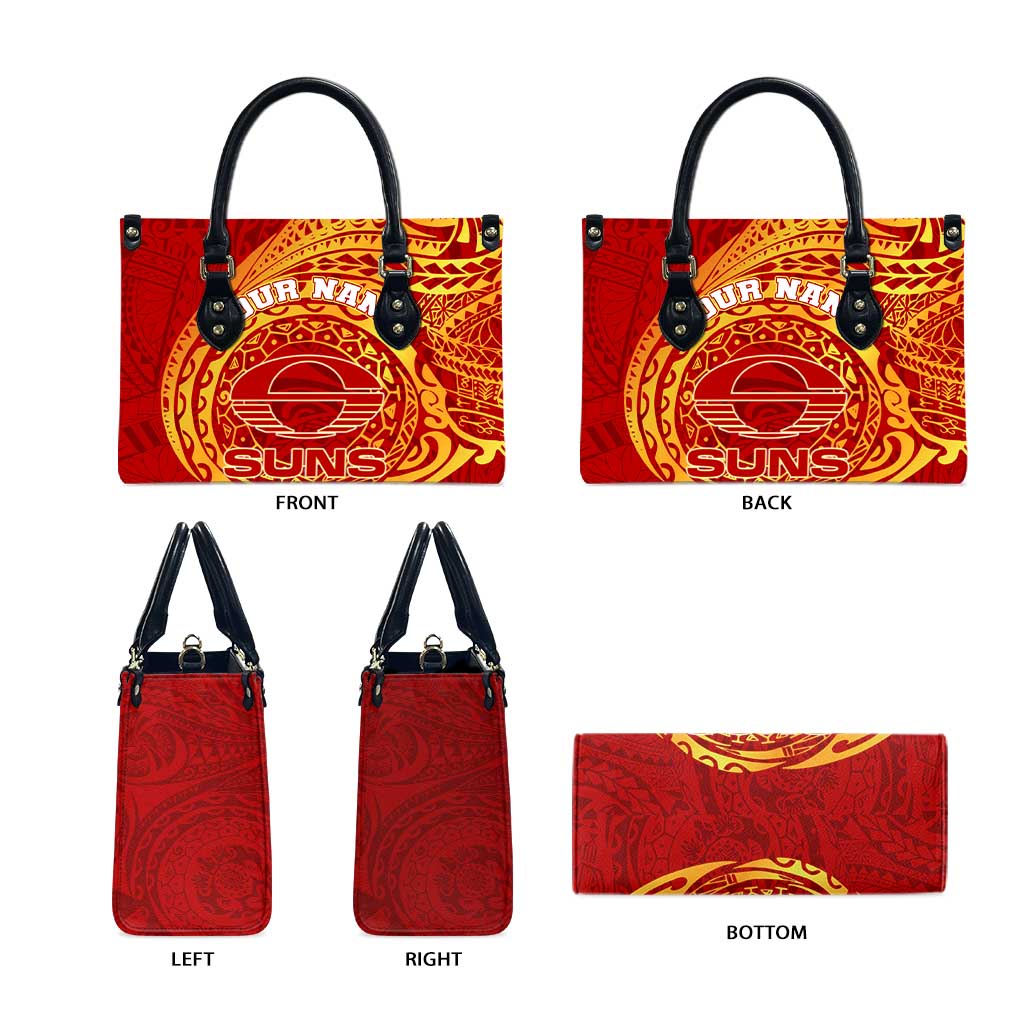 Personalized Gold Coast Suns Polynesian Leather Bag Tribal Chest and Sleeve Tattoo Heritage Warrior