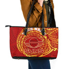 Personalized Gold Coast Suns Polynesian Leather Tote Bag Tribal Chest and Sleeve Tattoo Heritage Warrior