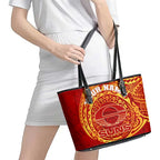 Personalized Gold Coast Suns Polynesian Leather Tote Bag Tribal Chest and Sleeve Tattoo Heritage Warrior