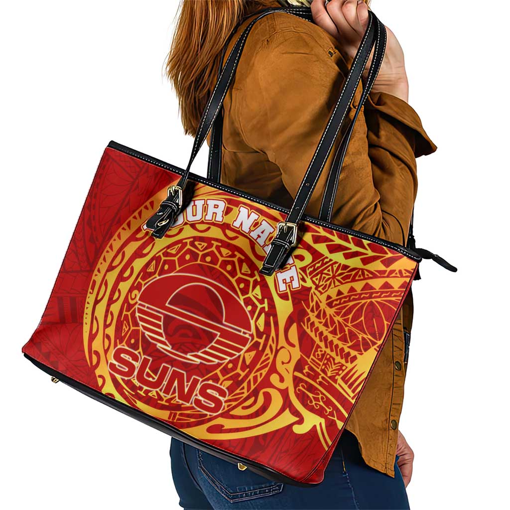Personalized Gold Coast Suns Polynesian Leather Tote Bag Tribal Chest and Sleeve Tattoo Heritage Warrior