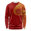 Personalized Gold Coast Suns Polynesian Long Sleeve Shirt Tribal Chest and Sleeve Tattoo Heritage Warrior
