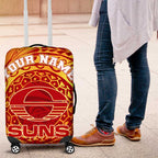 Personalized Gold Coast Suns Polynesian Luggage Cover Tribal Chest and Sleeve Tattoo Heritage Warrior