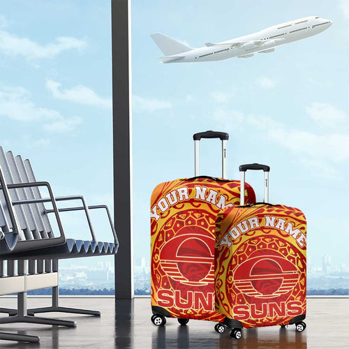 Personalized Gold Coast Suns Polynesian Luggage Cover Tribal Chest and Sleeve Tattoo Heritage Warrior
