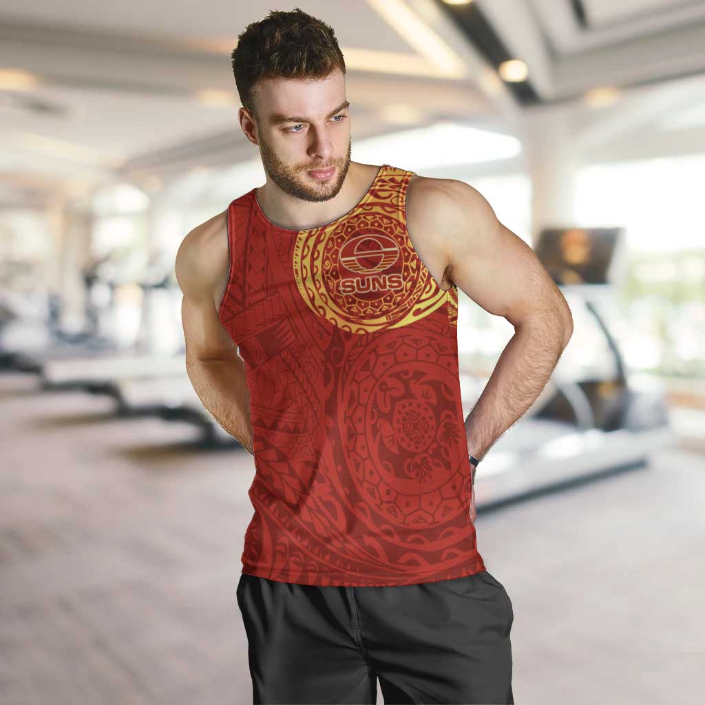 Personalized Gold Coast Suns Polynesian Men Tank Top Tribal Chest and Sleeve Tattoo Heritage Warrior