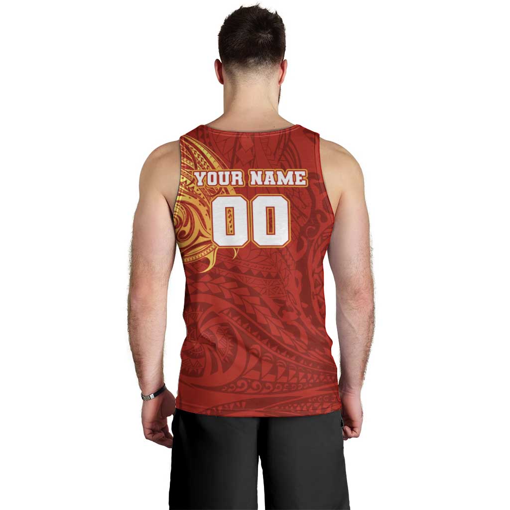 Personalized Gold Coast Suns Polynesian Men Tank Top Tribal Chest and Sleeve Tattoo Heritage Warrior