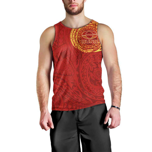 Personalized Gold Coast Suns Polynesian Men Tank Top Tribal Chest and Sleeve Tattoo Heritage Warrior