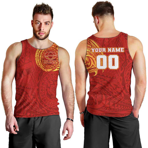 Personalized Gold Coast Suns Polynesian Men Tank Top Tribal Chest and Sleeve Tattoo Heritage Warrior
