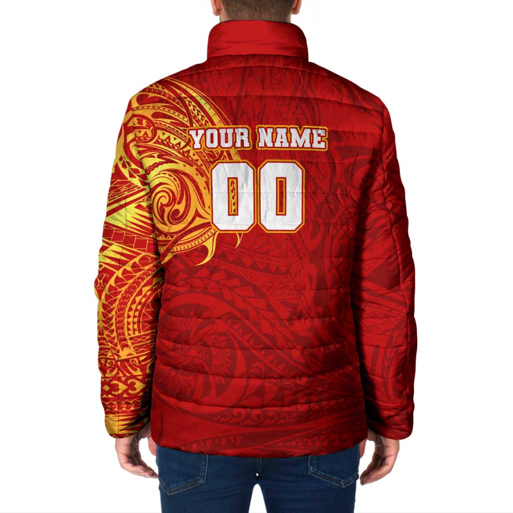 Personalized Gold Coast Suns Polynesian Padded Jacket Tribal Chest and Sleeve Tattoo Heritage Warrior