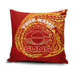 Personalized Gold Coast Suns Polynesian Pillow Cover Tribal Chest and Sleeve Tattoo Heritage Warrior