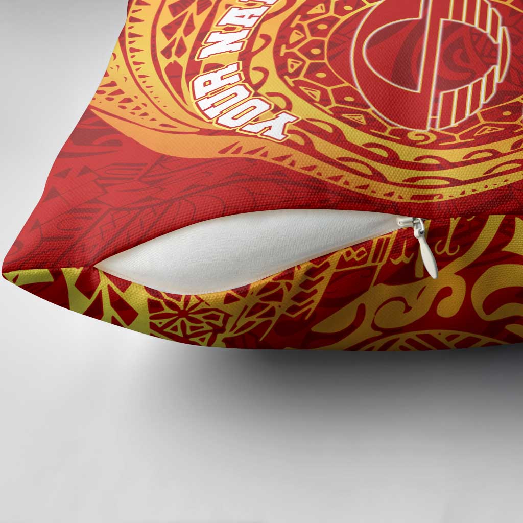 Personalized Gold Coast Suns Polynesian Pillow Cover Tribal Chest and Sleeve Tattoo Heritage Warrior