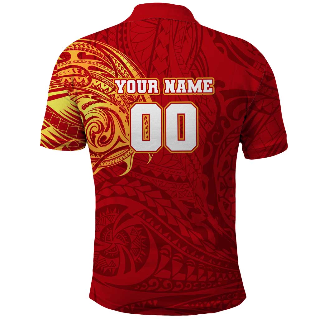 Personalized Gold Coast Suns Polynesian Polo Shirt Tribal Chest and Sleeve Tattoo Heritage Warrior