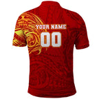 Personalized Gold Coast Suns Polynesian Polo Shirt Tribal Chest and Sleeve Tattoo Heritage Warrior