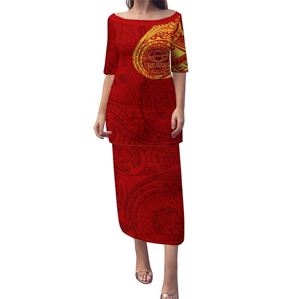 Personalized Gold Coast Suns Polynesian Puletasi Tribal Chest and Sleeve Tattoo Heritage Warrior