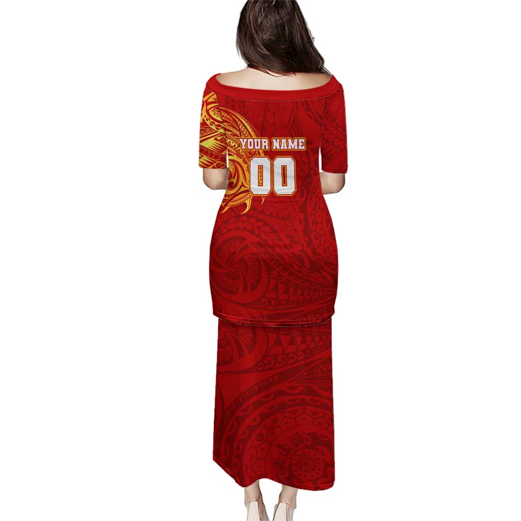Personalized Gold Coast Suns Polynesian Puletasi Tribal Chest and Sleeve Tattoo Heritage Warrior