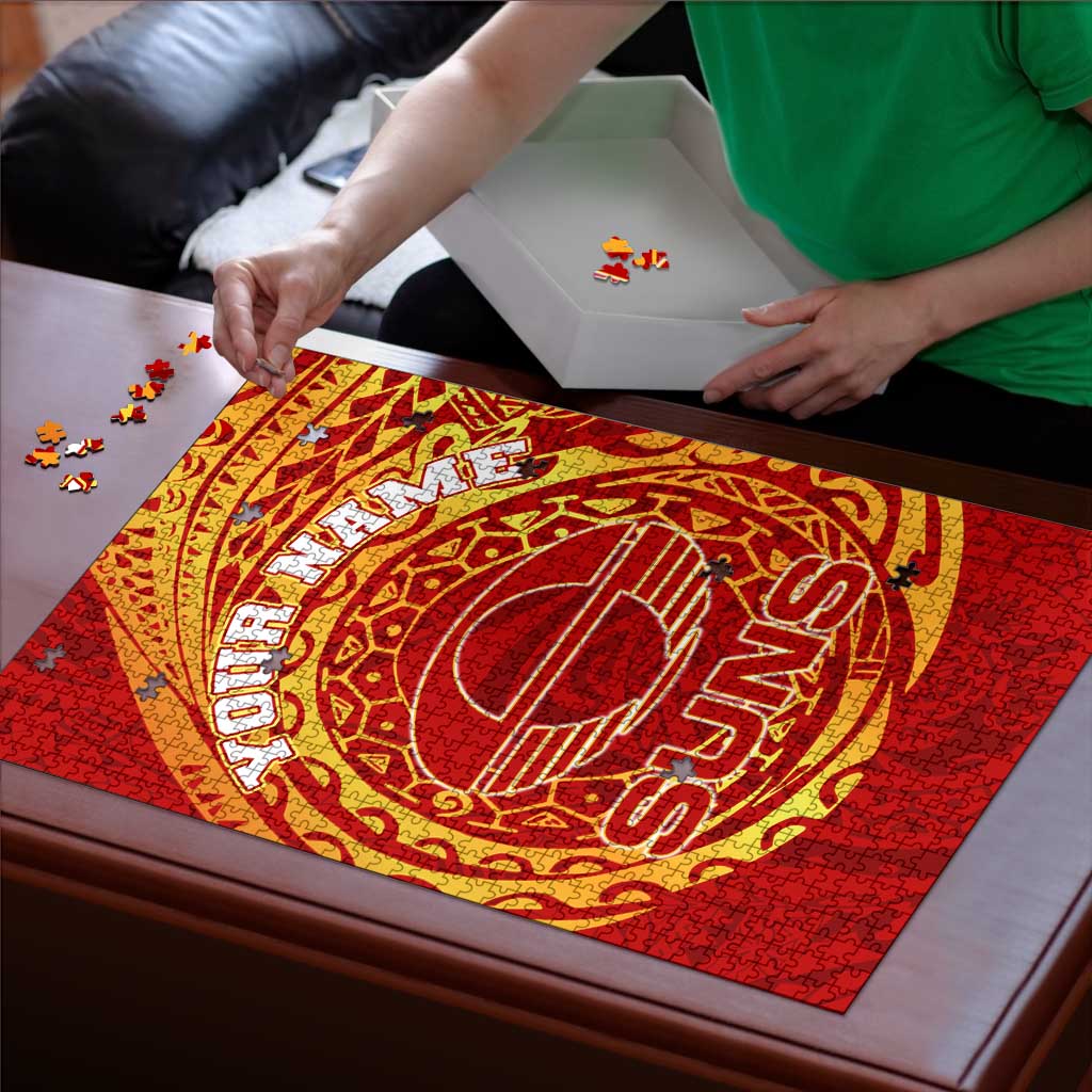 Personalized Gold Coast Suns Polynesian Puzzle Tribal Chest and Sleeve Tattoo Heritage Warrior