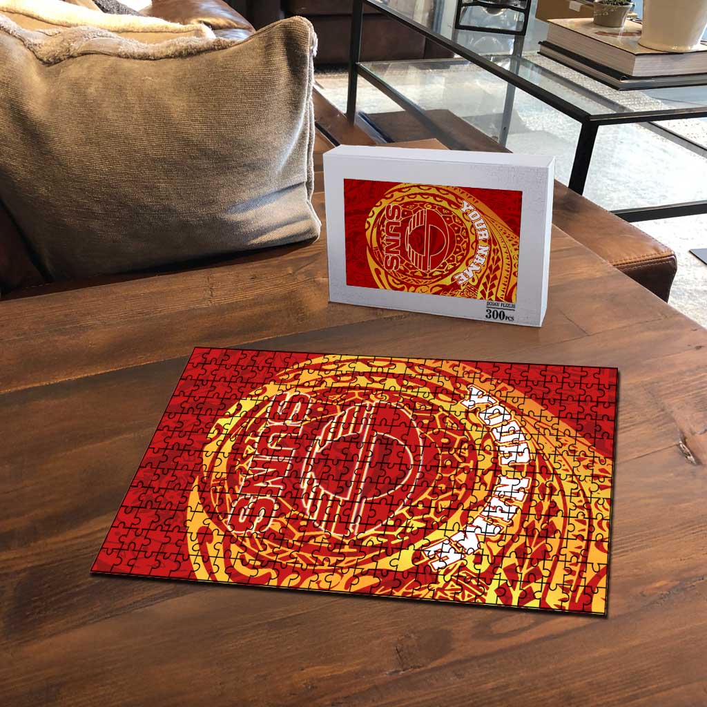 Personalized Gold Coast Suns Polynesian Puzzle Tribal Chest and Sleeve Tattoo Heritage Warrior