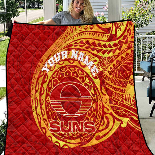 Personalized Gold Coast Suns Polynesian Quilt Tribal Chest and Sleeve Tattoo Heritage Warrior