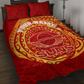 Personalized Gold Coast Suns Polynesian Quilt Bed Set Tribal Chest and Sleeve Tattoo Heritage Warrior