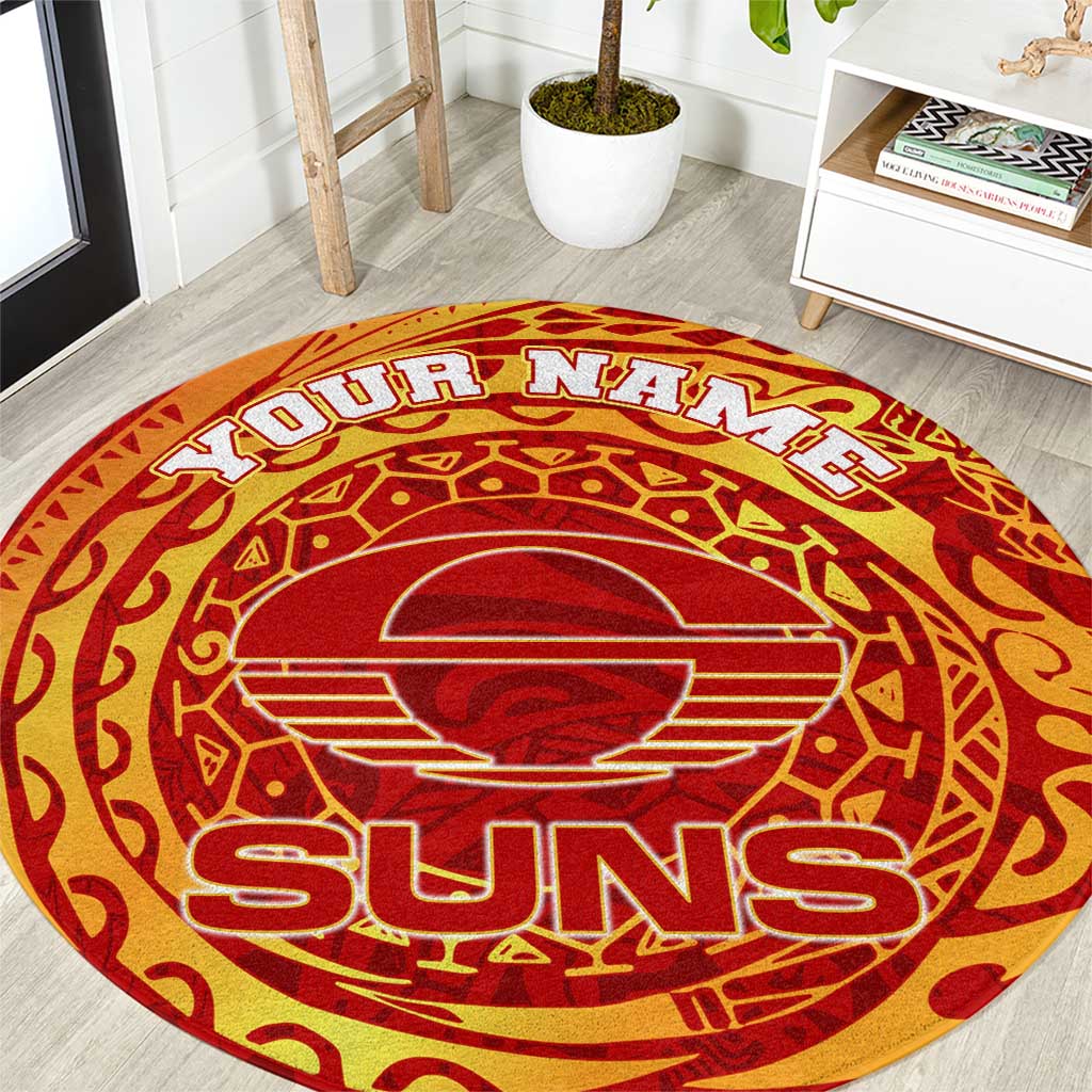 Personalized Gold Coast Suns Polynesian Round Carpet Tribal Chest and Sleeve Tattoo Heritage Warrior