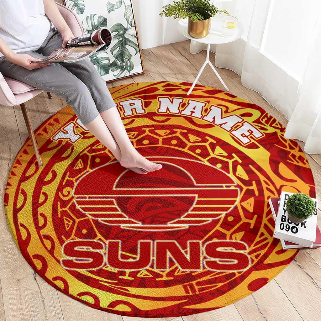 Personalized Gold Coast Suns Polynesian Round Carpet Tribal Chest and Sleeve Tattoo Heritage Warrior