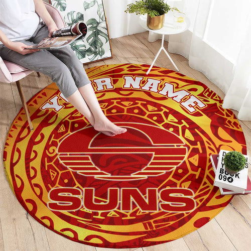 Personalized Gold Coast Suns Polynesian Round Carpet Tribal Chest and Sleeve Tattoo Heritage Warrior