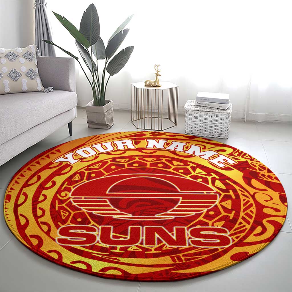 Personalized Gold Coast Suns Polynesian Round Carpet Tribal Chest and Sleeve Tattoo Heritage Warrior
