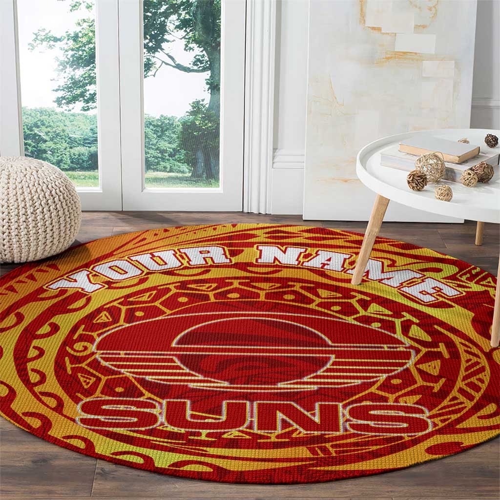 Personalized Gold Coast Suns Polynesian Round Carpet Tribal Chest and Sleeve Tattoo Heritage Warrior