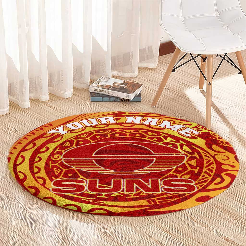 Personalized Gold Coast Suns Polynesian Round Carpet Tribal Chest and Sleeve Tattoo Heritage Warrior