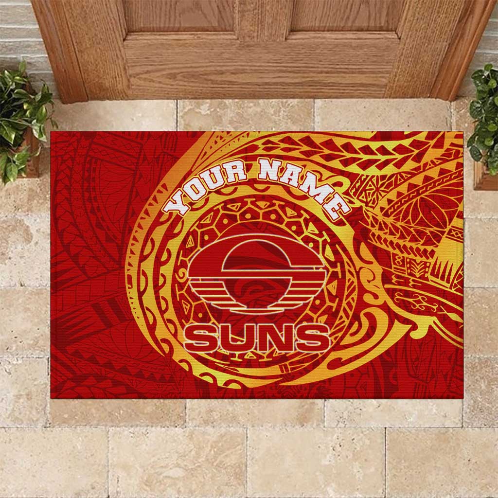 Personalized Gold Coast Suns Polynesian Rubber Doormat Tribal Chest and Sleeve Tattoo Heritage Warrior