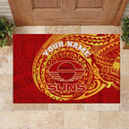 Personalized Gold Coast Suns Polynesian Rubber Doormat Tribal Chest and Sleeve Tattoo Heritage Warrior