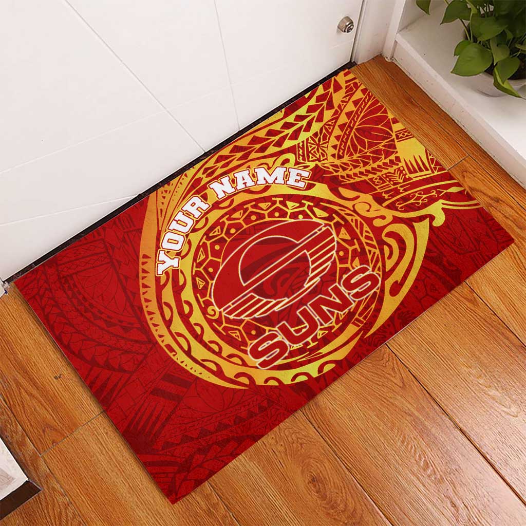Personalized Gold Coast Suns Polynesian Rubber Doormat Tribal Chest and Sleeve Tattoo Heritage Warrior