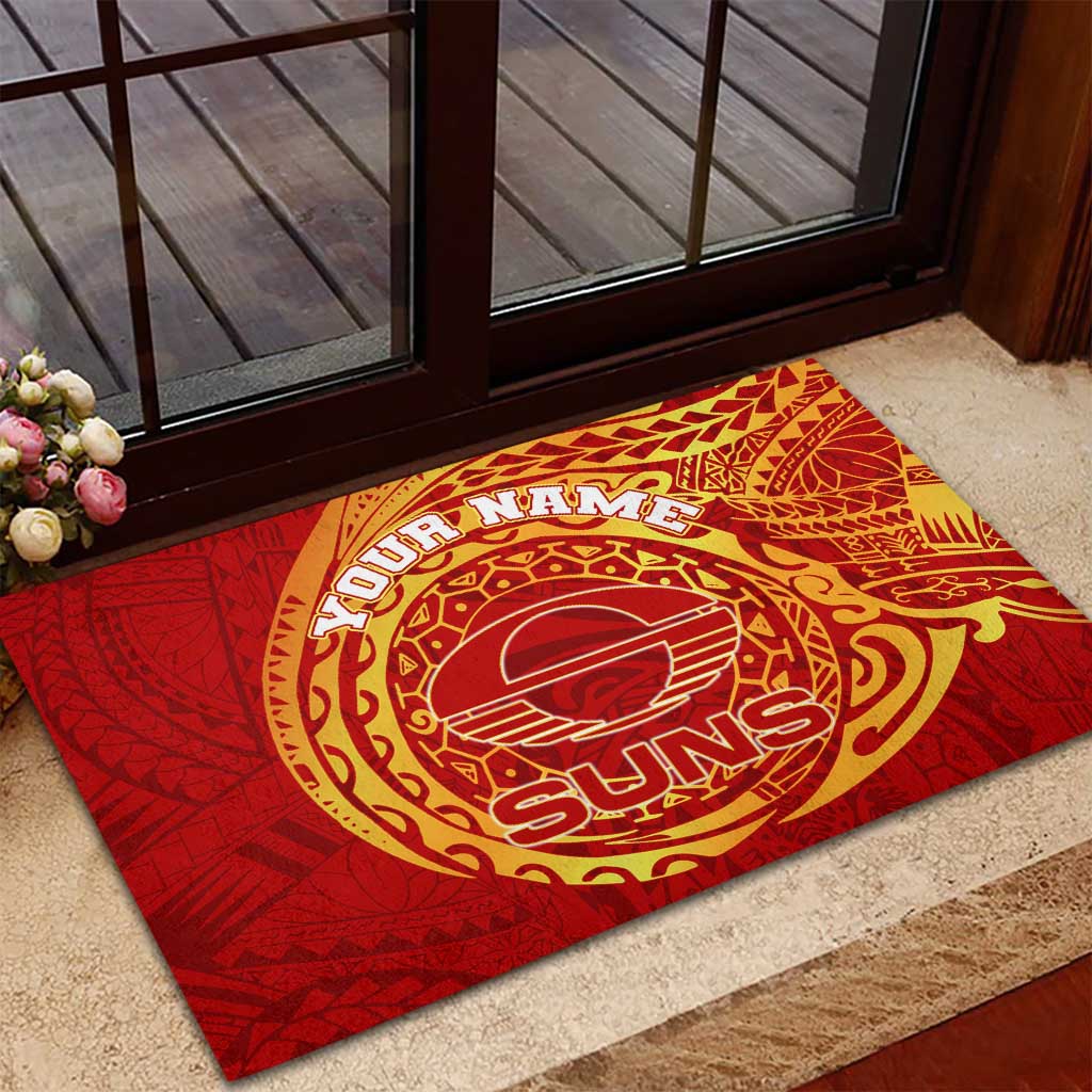 Personalized Gold Coast Suns Polynesian Rubber Doormat Tribal Chest and Sleeve Tattoo Heritage Warrior