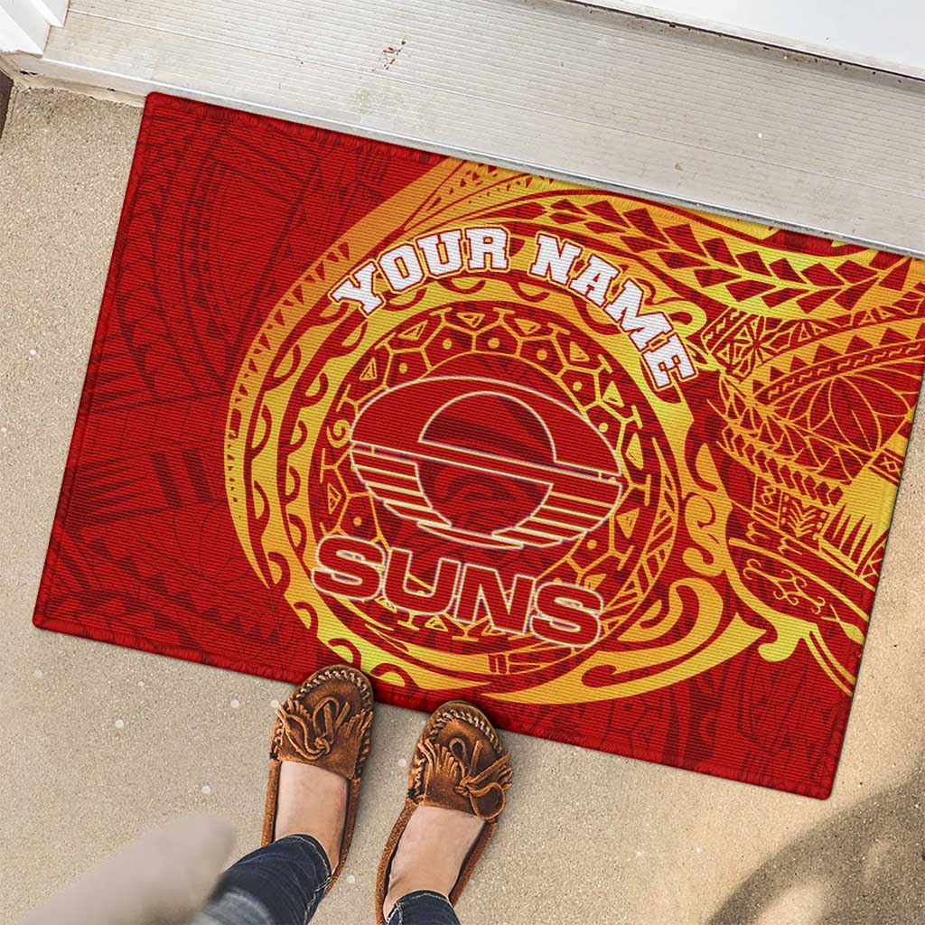 Personalized Gold Coast Suns Polynesian Rubber Doormat Tribal Chest and Sleeve Tattoo Heritage Warrior
