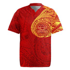 Personalized Gold Coast Suns Polynesian Rugby Jersey Tribal Chest and Sleeve Tattoo Heritage Warrior