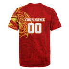 Personalized Gold Coast Suns Polynesian Rugby Jersey Tribal Chest and Sleeve Tattoo Heritage Warrior