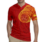 Personalized Gold Coast Suns Polynesian Rugby Jersey Tribal Chest and Sleeve Tattoo Heritage Warrior