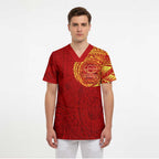 Personalized Gold Coast Suns Polynesian Scrub Top Tribal Chest and Sleeve Tattoo Heritage Warrior
